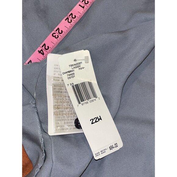 NWT Jones New York Gray Silk Short Sleeve Button-Down Blouse Women's Plus Size 2 - Picture 5 of 8